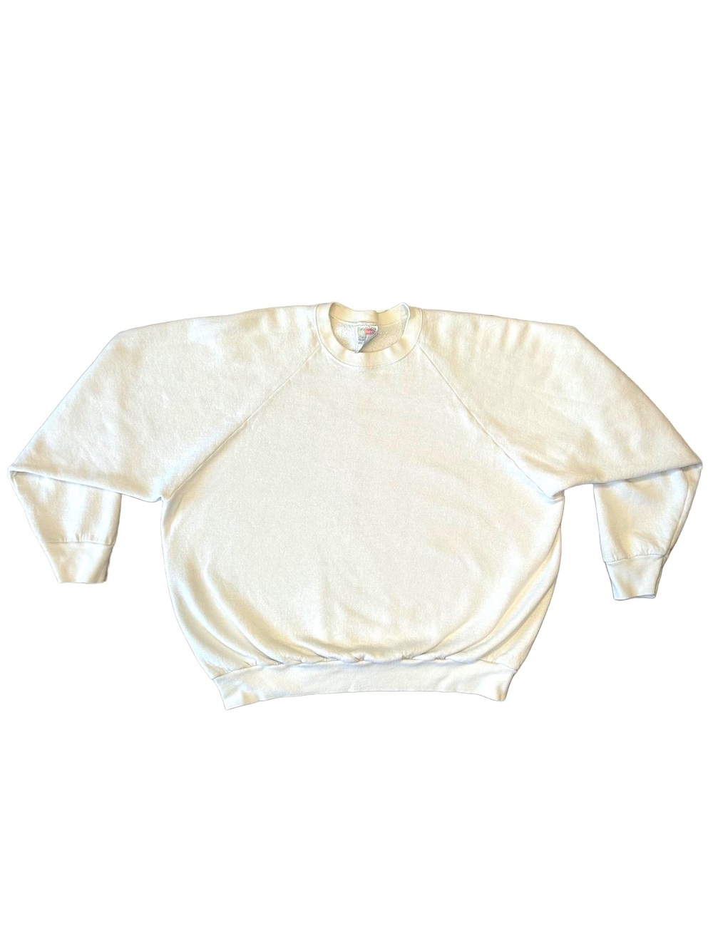 Vintage 90s Fruit of the Loom Blank White Crewneck Sweatshirt Women’s XL Raglan